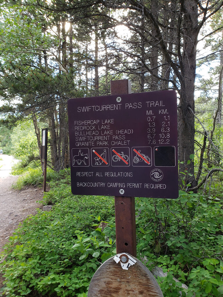 Swiftcurrent Trail Sign